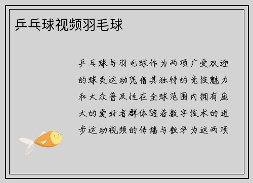 乒乓球视频羽毛球